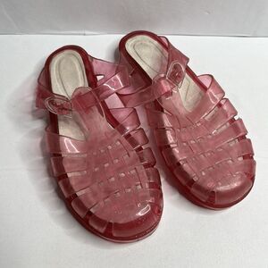 Vintage Pink Jelly Plastic Slip On Fisherman Sandals Womens Size 9